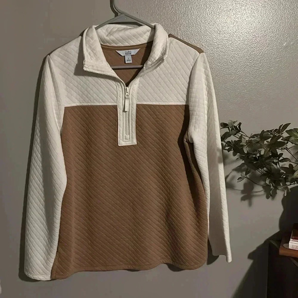 Croft & Barrow Women's Quilted Quarter-Zip Top Pullover - Picture 4 of 7